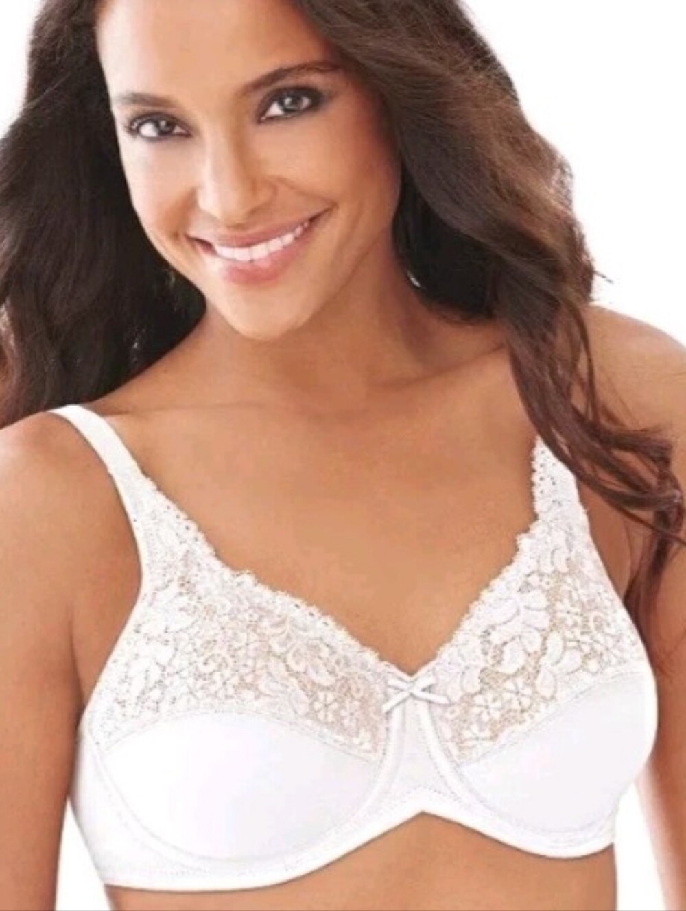 Lilyette Minimizer Underwire Bra Size 40DDD White style LY0428 Floral Lace N
